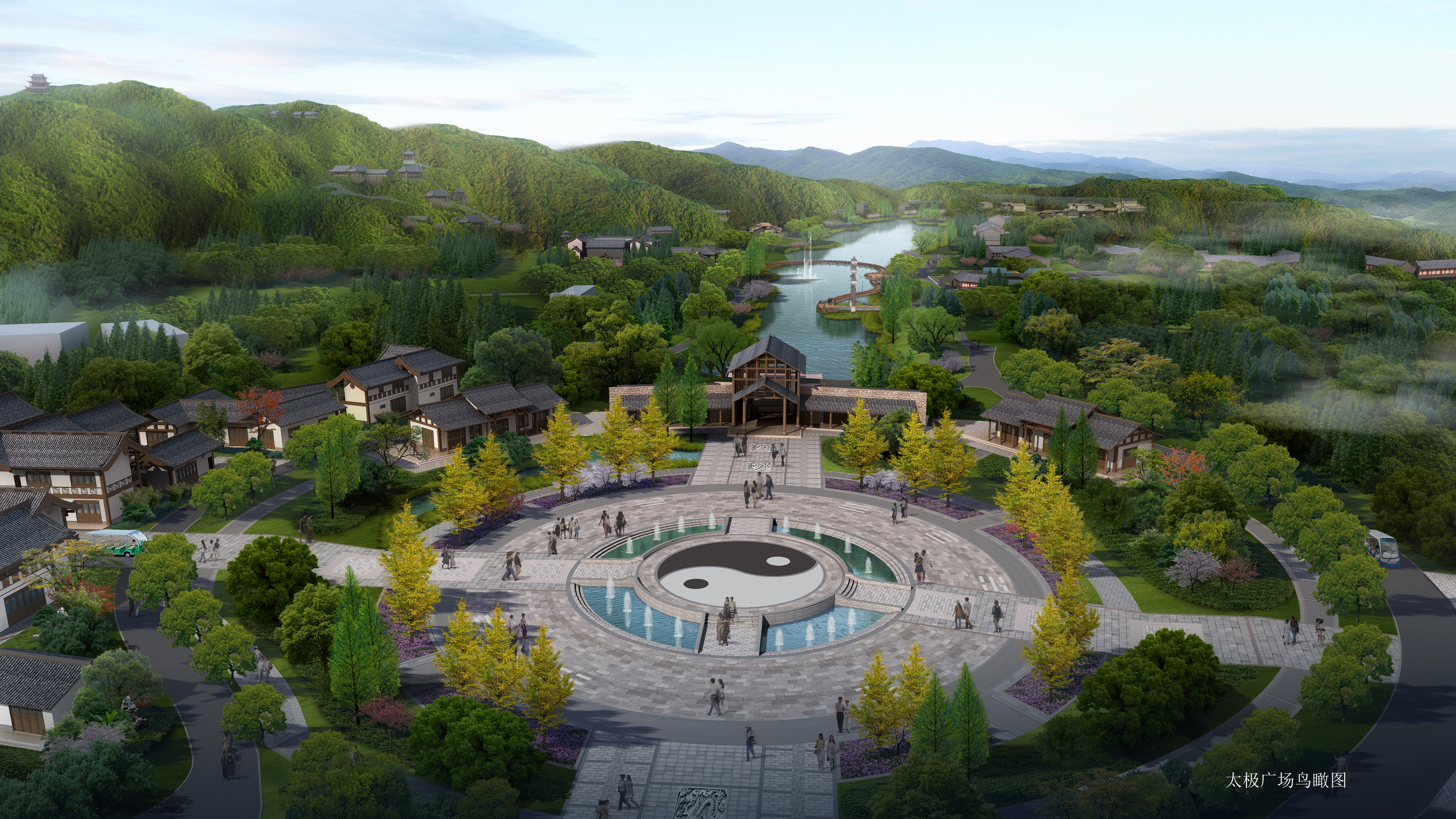 S007中式仿古商业步行街规划建筑设计cad施工图+效果图