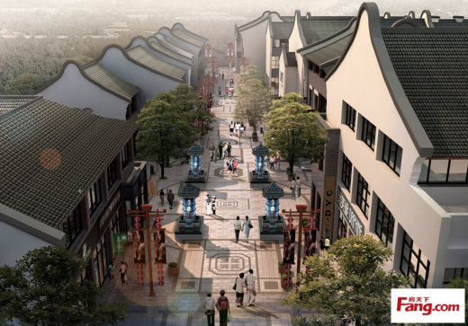 S007中式仿古商业步行街规划建筑设计cad施工图+效果图缩略图
