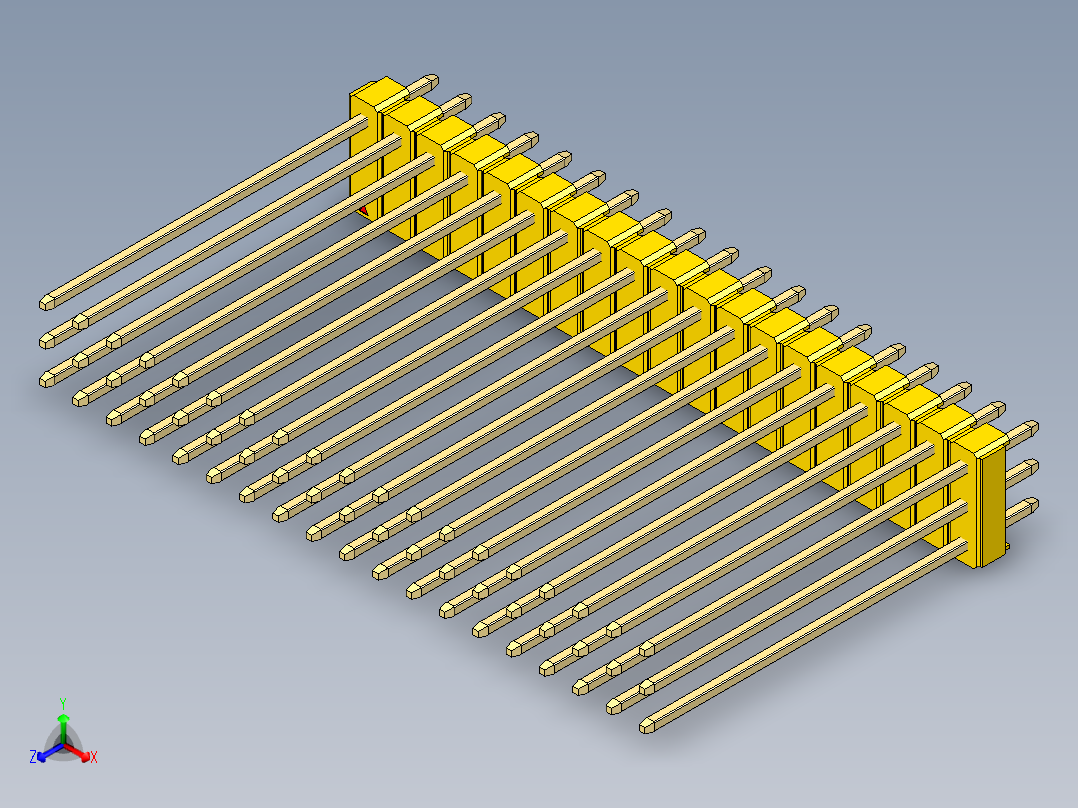 彩色公头100mil（2.54mm）系列-DS1021_yellow_3x19p_100mil_Type43_rev1.0主视图