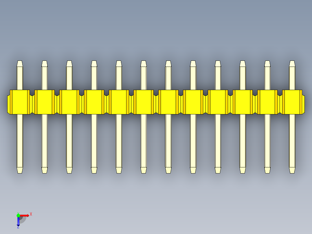 彩色公头100mil（2.54mm）系列-DS1021_yellow_3x12p_100mil_Type1_rev1.0俯视图