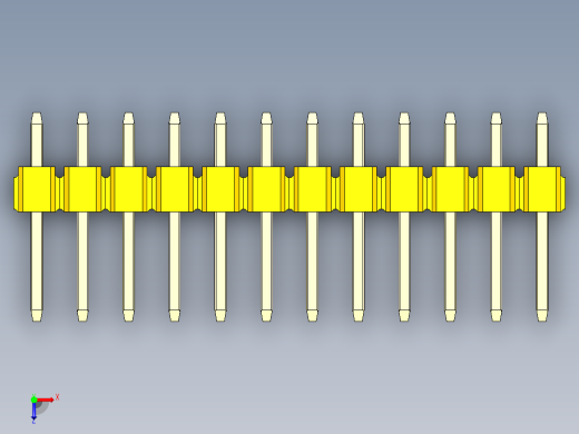 彩色公头100mil（2.54mm）系列-DS1021_yellow_3x12p_100mil_Type1_rev1.0俯视缩略图