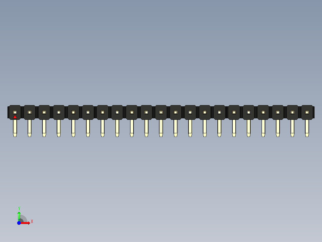 彩色公排针 100mil 2.54mm 系列-DS1022_black_1x21p_100mil_TypeD_rev1.0前视图