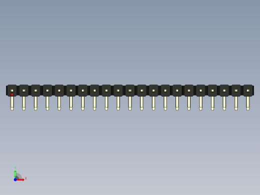 彩色公排针 100mil 2.54mm 系列-DS1022_black_1x21p_100mil_TypeD_rev1.0前视缩略图