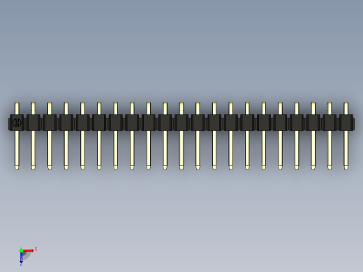 彩色公排针 100mil 2.54mm 系列-DS1022_black_1x21p_100mil_TypeD_rev1.0俯视缩略图