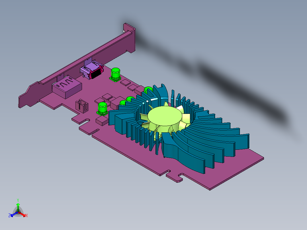 英伟达入门级显卡GT1030正等轴测图