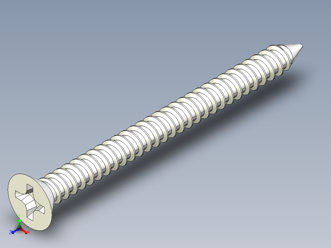m3-13-to-40-沉头自攻螺丝-Screw M3 x 35 for Wood.STEP正等轴测图