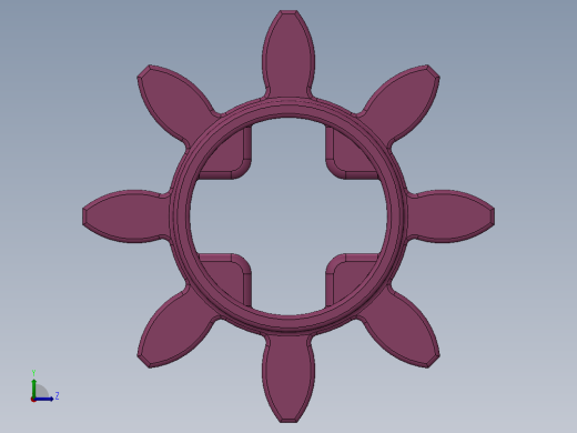 3647 Bright Purple Technic Gear 8 Tooth.SLDPRT左视缩略图