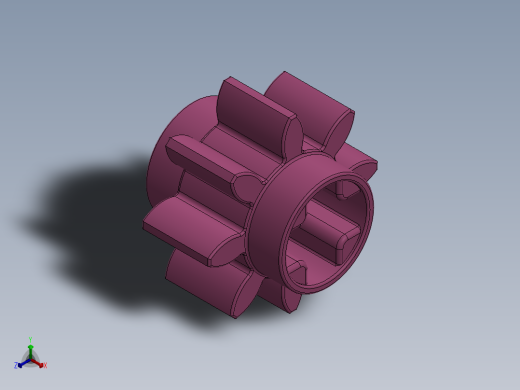 3647 Bright Purple Technic Gear 8 Tooth.SLDPRT正等轴测缩略图