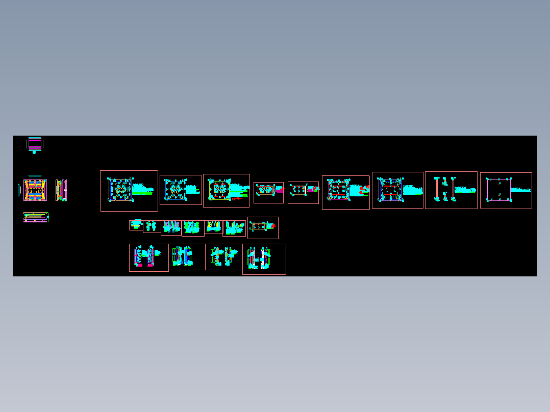 14寸笔记本A壳冲压前后侧切模具设计图