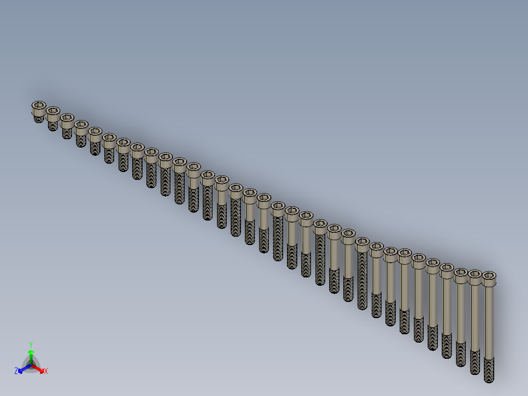 M12公制内六角螺钉汇总正等轴测图