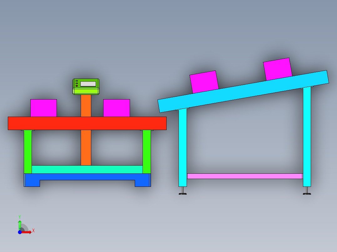 小型斜坡输送带前视图