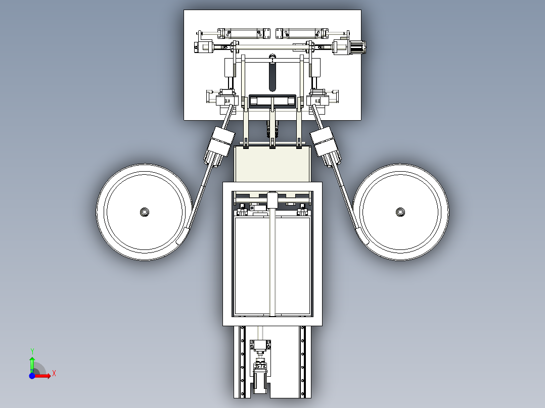一个圆管的扫码、垫圈安装、检测、封堵安装、装箱的非标设备的方案前视图