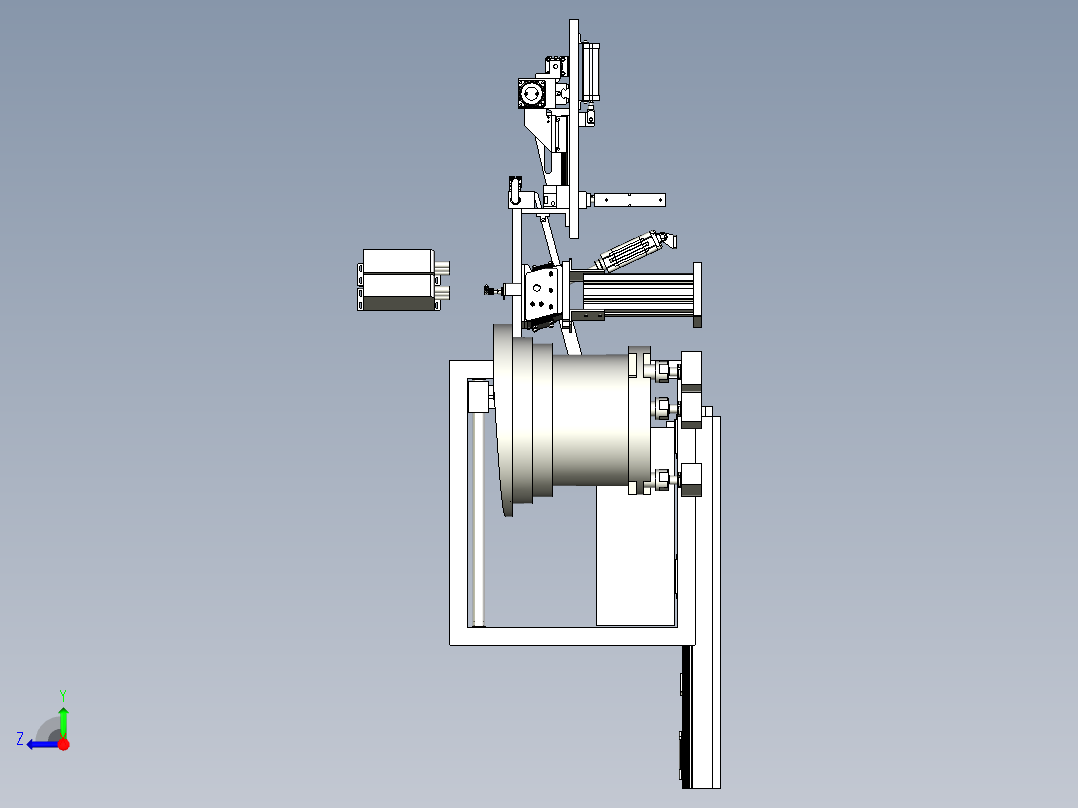 一个圆管的扫码、垫圈安装、检测、封堵安装、装箱的非标设备的方案右视图