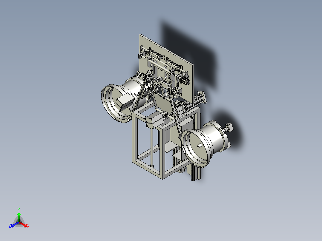一个圆管的扫码、垫圈安装、检测、封堵安装、装箱的非标设备的方案正等轴测图