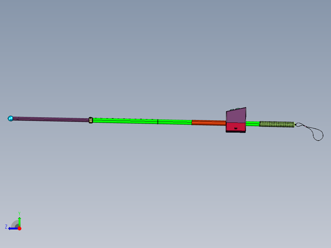 发多功能智能盲人导盲杖右视图