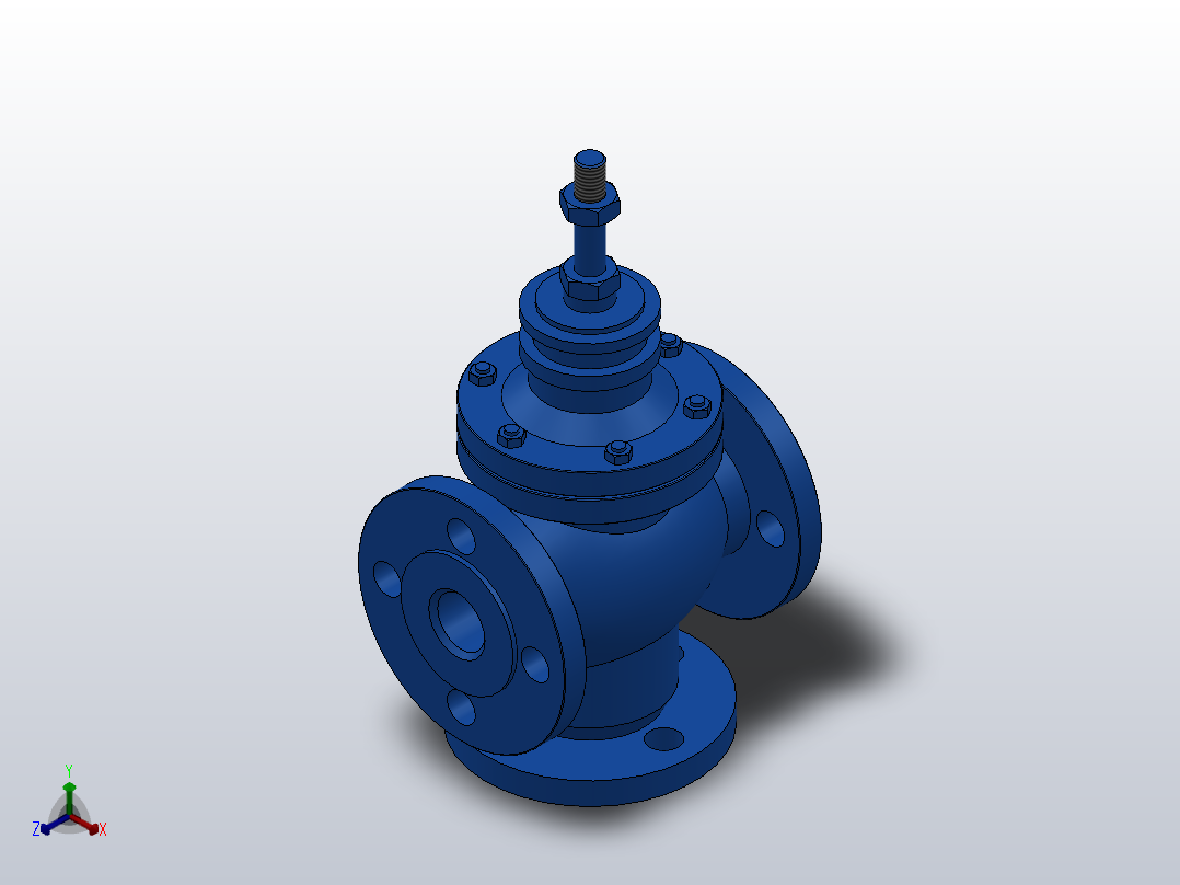 QLD标准型分流阀[DN32－QD－PN40]三通控制阀正等轴测图