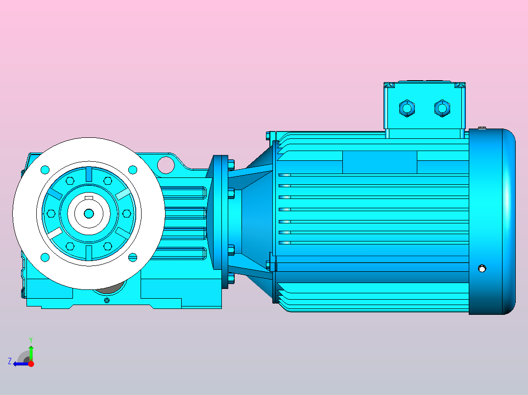 KAF37螺旋锥齿轮减速机[KAF37-Y2-1.1-4P-7.96-M2-Ⅱ-A-CW]右视图