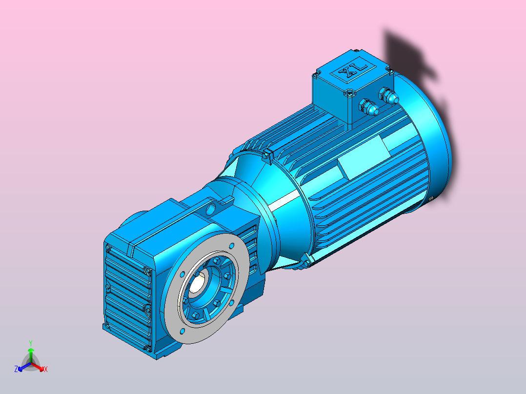 KAF37螺旋锥齿轮减速机[KAF37-Y2-1.1-4P-7.96-M2-Ⅱ-A-CW]正等轴测图