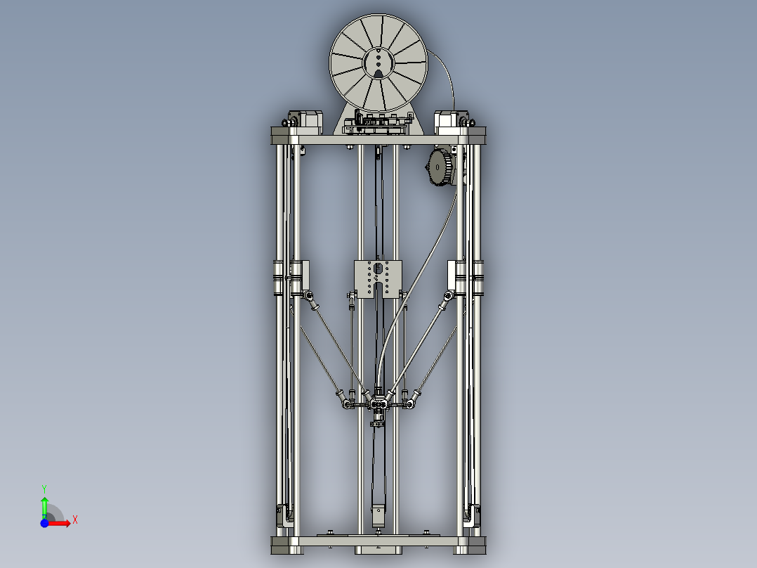 Deltabot三角3D打印机三维设计图纸 STEP格式前视图