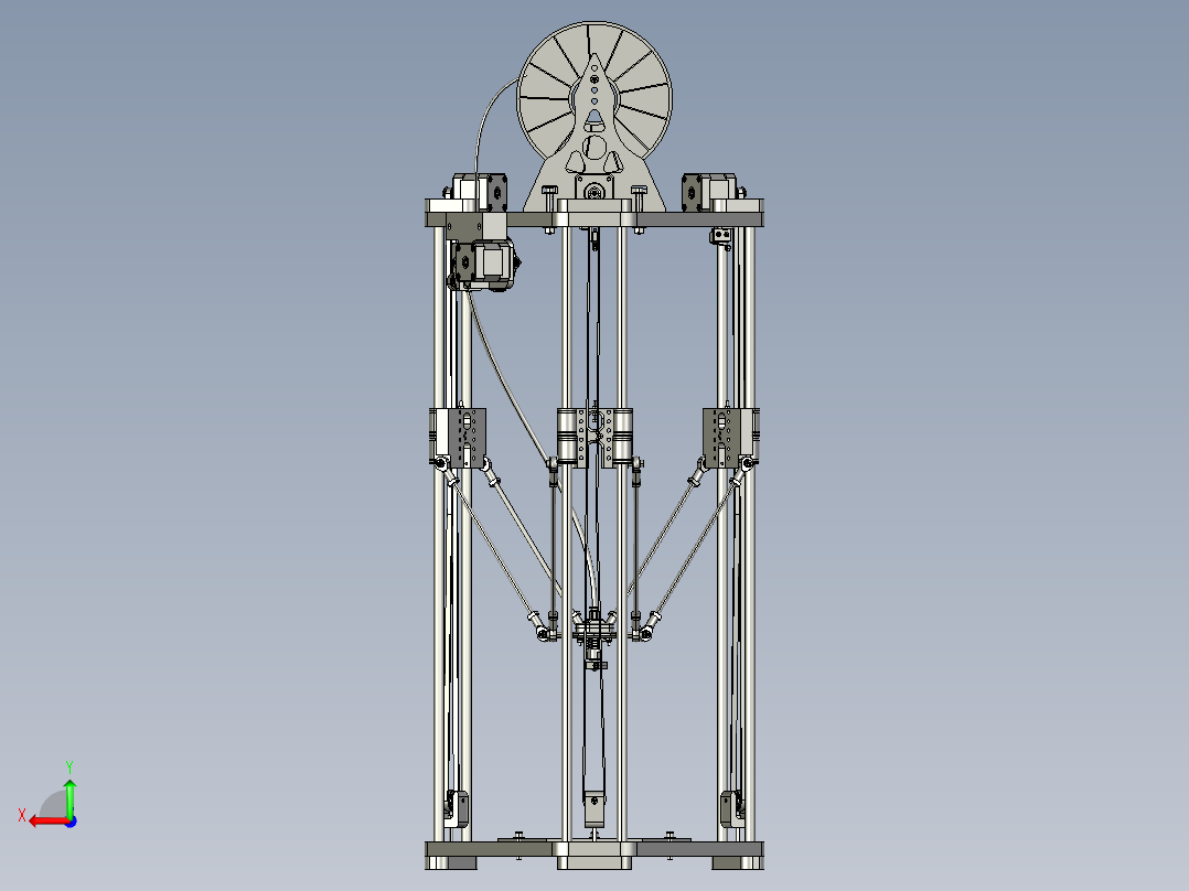 Deltabot三角3D打印机三维设计图纸 STEP格式后视图