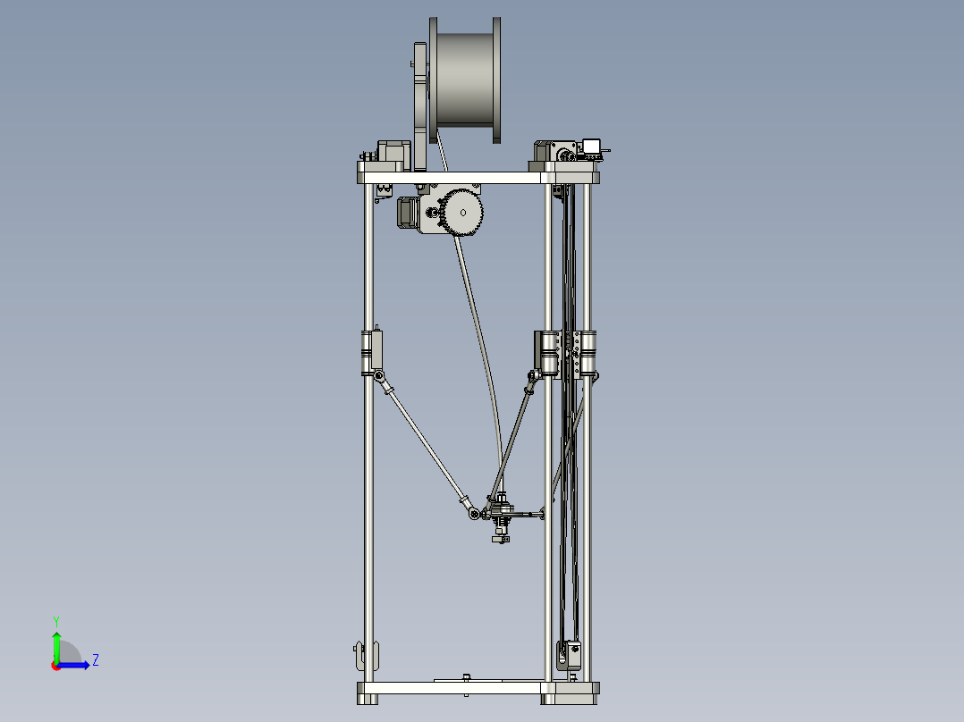 Deltabot三角3D打印机三维设计图纸 STEP格式左视图