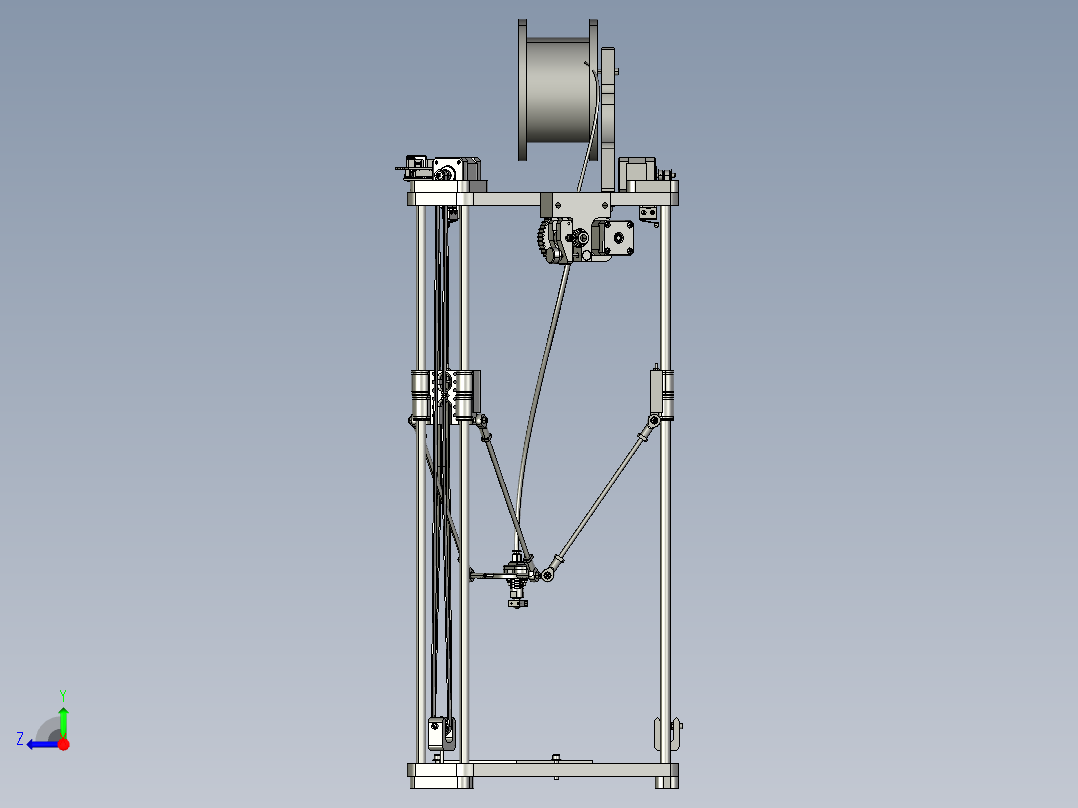 Deltabot三角3D打印机三维设计图纸 STEP格式右视图
