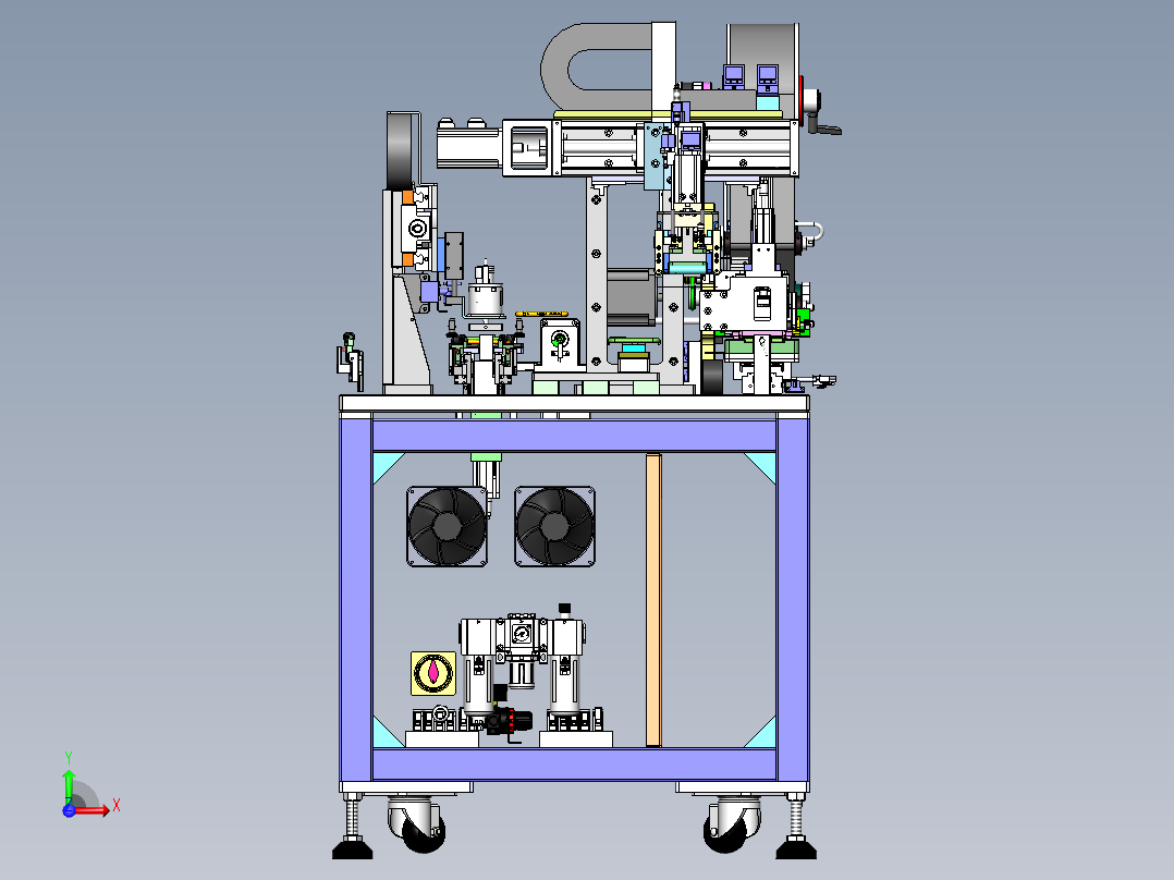 手机全自动贴标机3d图纸自动贴膜前视图
