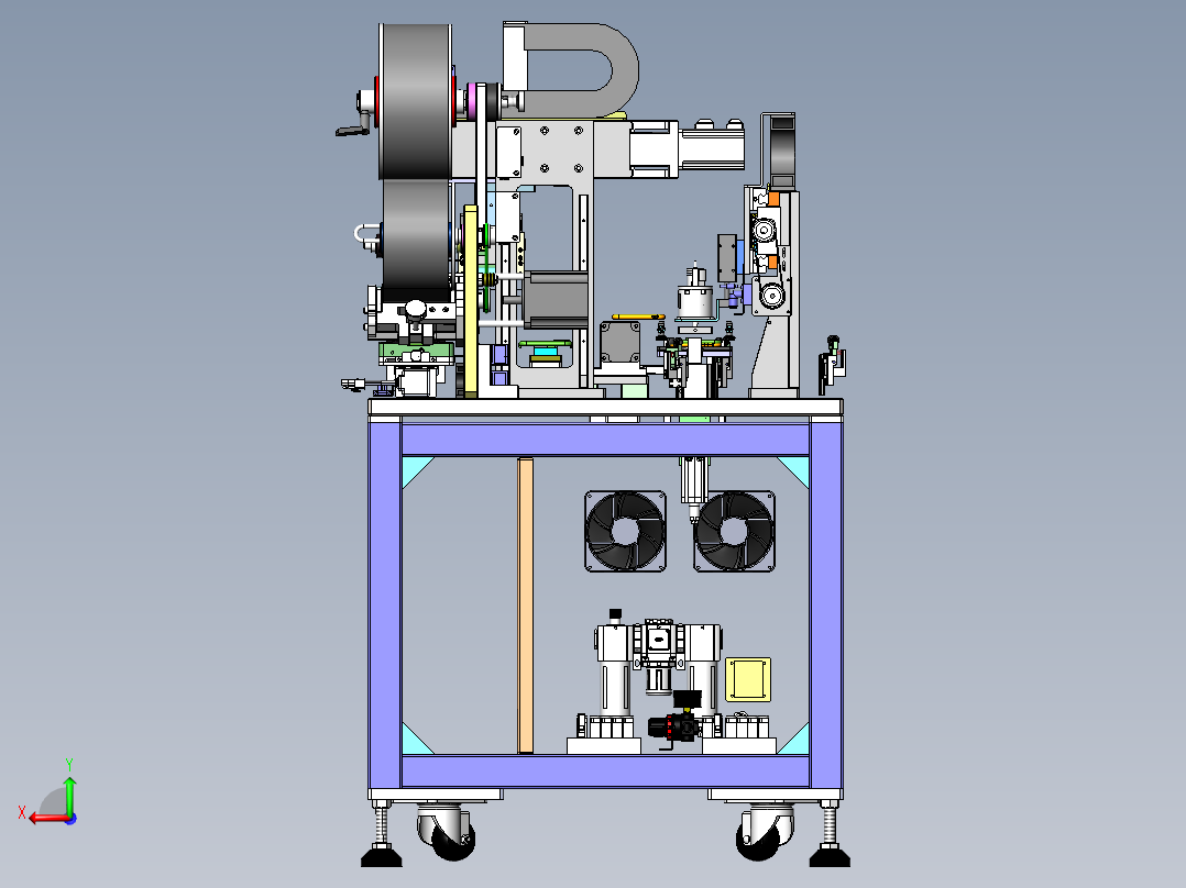 手机全自动贴标机3d图纸自动贴膜后视图