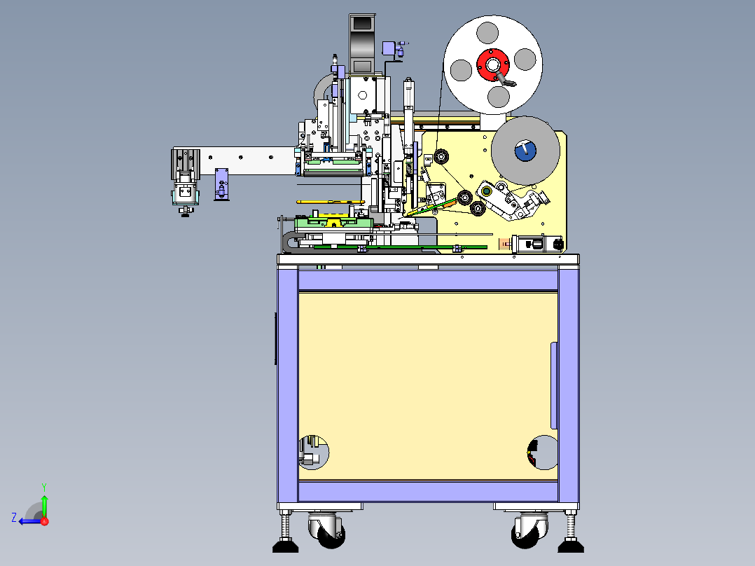 手机全自动贴标机3d图纸自动贴膜右视图
