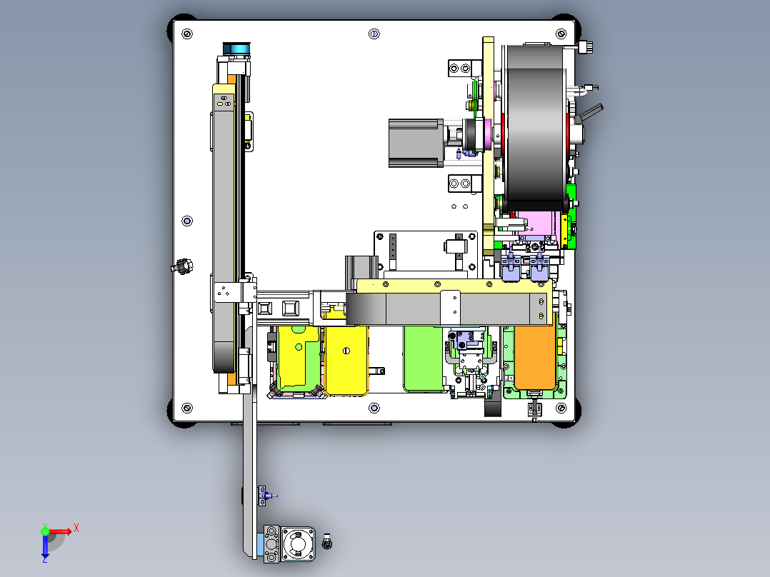 手机全自动贴标机3d图纸自动贴膜俯视图