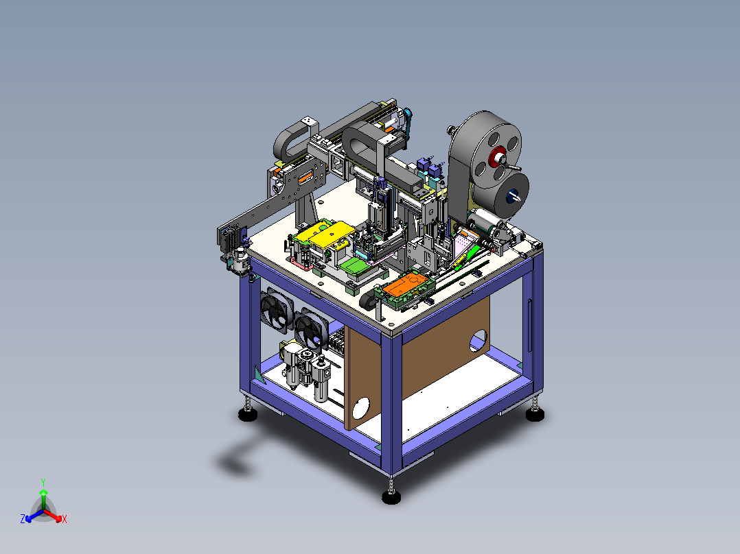 手机全自动贴标机3d图纸自动贴膜正等轴测图
