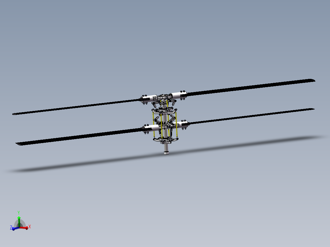直升机倾斜双旋翼机翼3d图纸共轴双旋翼直升机倾斜盘SW三维3D模型