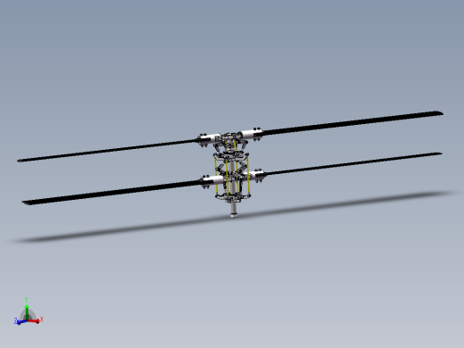 直升机倾斜双旋翼机翼3d图纸共轴双旋翼直升机倾斜盘SW三维3D模型