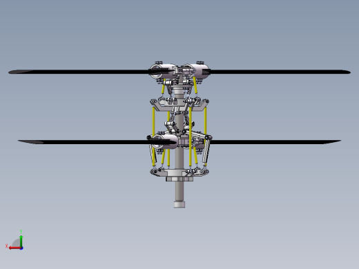 直升机倾斜双旋翼机翼3d图纸共轴双旋翼直升机倾斜盘SW三维3D模型后视缩略图