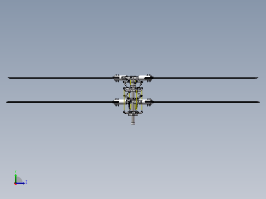 直升机倾斜双旋翼机翼3d图纸共轴双旋翼直升机倾斜盘SW三维3D模型左视缩略图