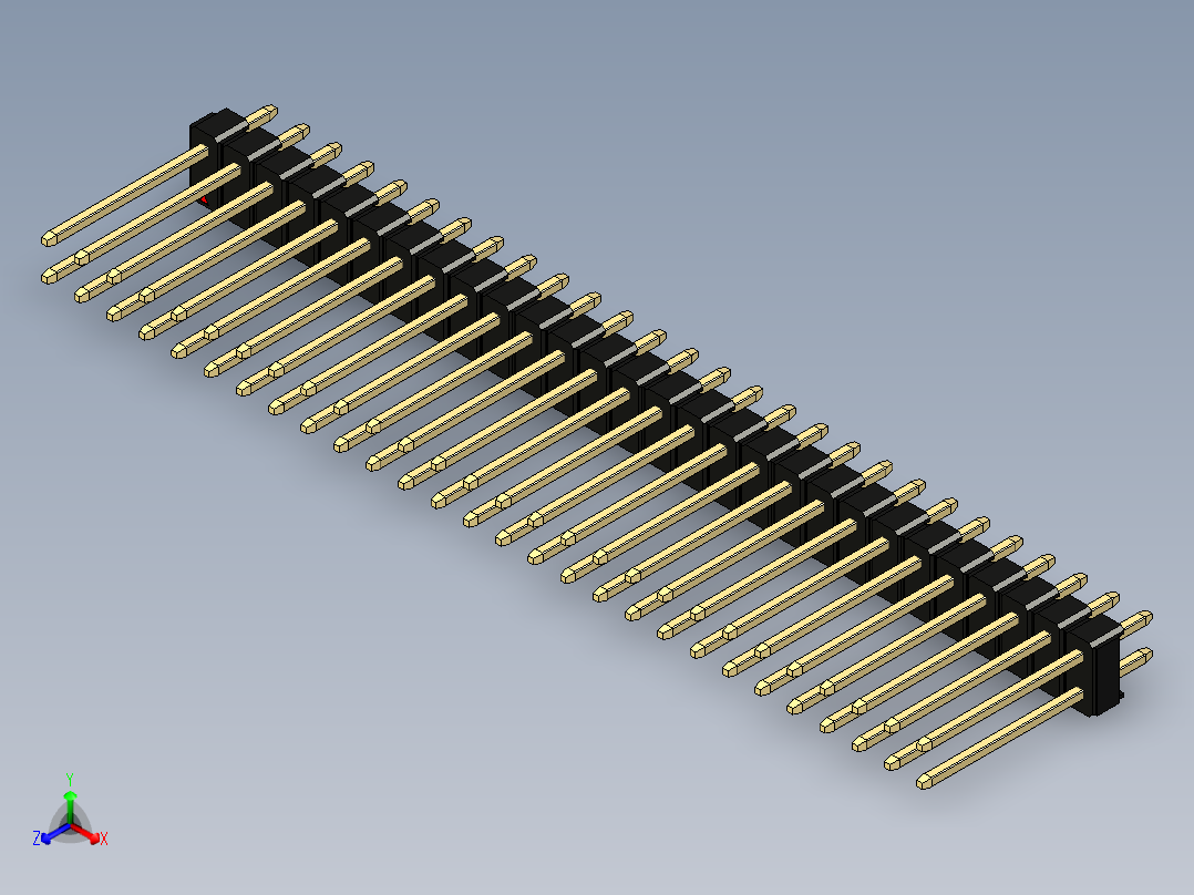 彩色公头100mil（2.54mm）系列-DS1021_black_2x28p_100mil_Type5_rev1.0主视图