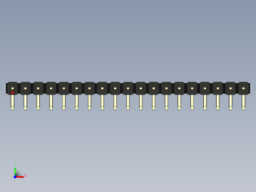 彩色公排针 100mil 2.54mm 系列-DS1022_black_1x19p_100mil_TypeD_rev1.0前视缩略图