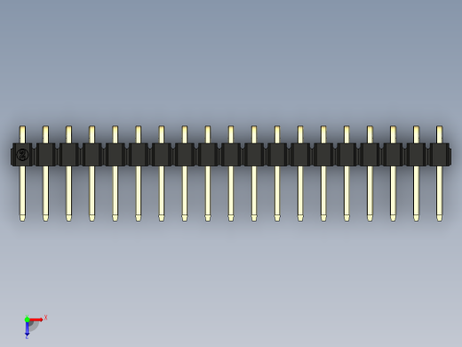 彩色公排针 100mil 2.54mm 系列-DS1022_black_1x19p_100mil_TypeD_rev1.0俯视缩略图