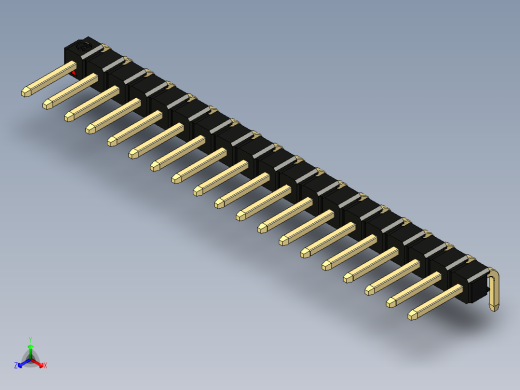 彩色公排针 100mil 2.54mm 系列-DS1022_black_1x19p_100mil_TypeD_rev1.0正等轴测缩略图