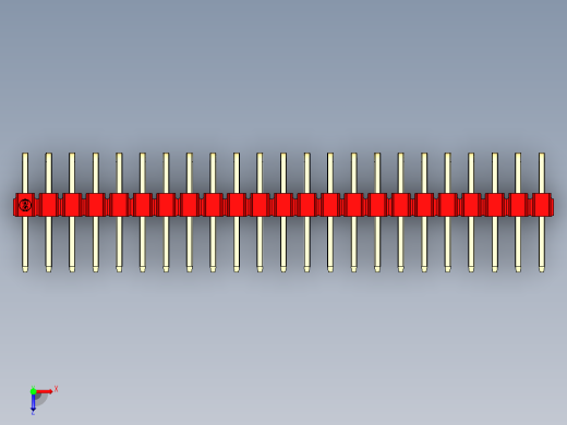 彩色公排针 100mil 2.54mm 系列-DS1022_red_2x23p_100mil_TypeD_rev1.0俯视缩略图