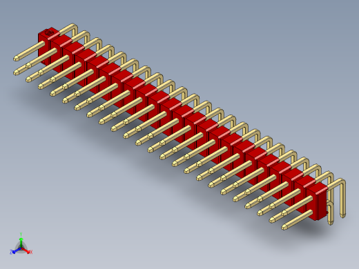 彩色公排针 100mil 2.54mm 系列-DS1022_red_2x23p_100mil_TypeD_rev1.0正等轴测缩略图
