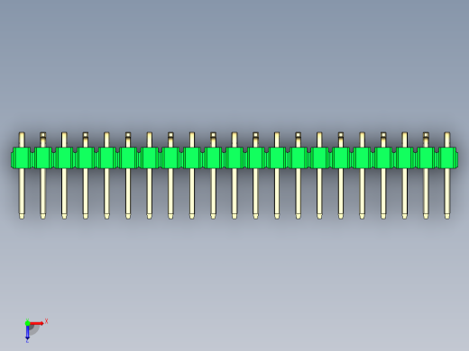 彩色公排针 100mil 2.54mm 系列-DS1022_green_21p_100mil_Type_SMT_R2_rev1.0俯视缩略图