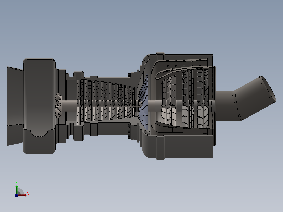 喷气式燃气轮机174---模型格式为 sw前视图