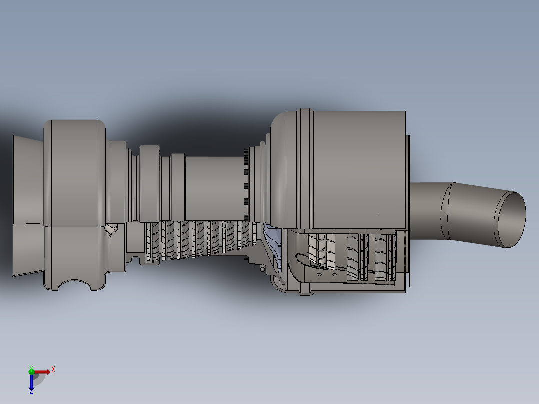 喷气式燃气轮机174---模型格式为 sw俯视图