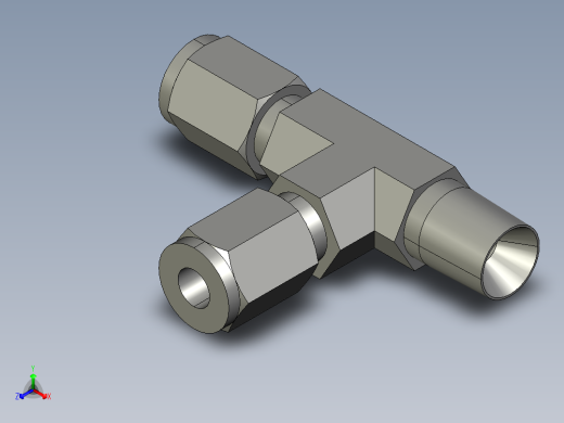 卡套式工业通用硬管接头4-4-4_rbu-s正等轴测缩略图
