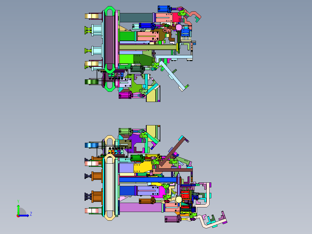焊接前纵梁总成的夹具左视图