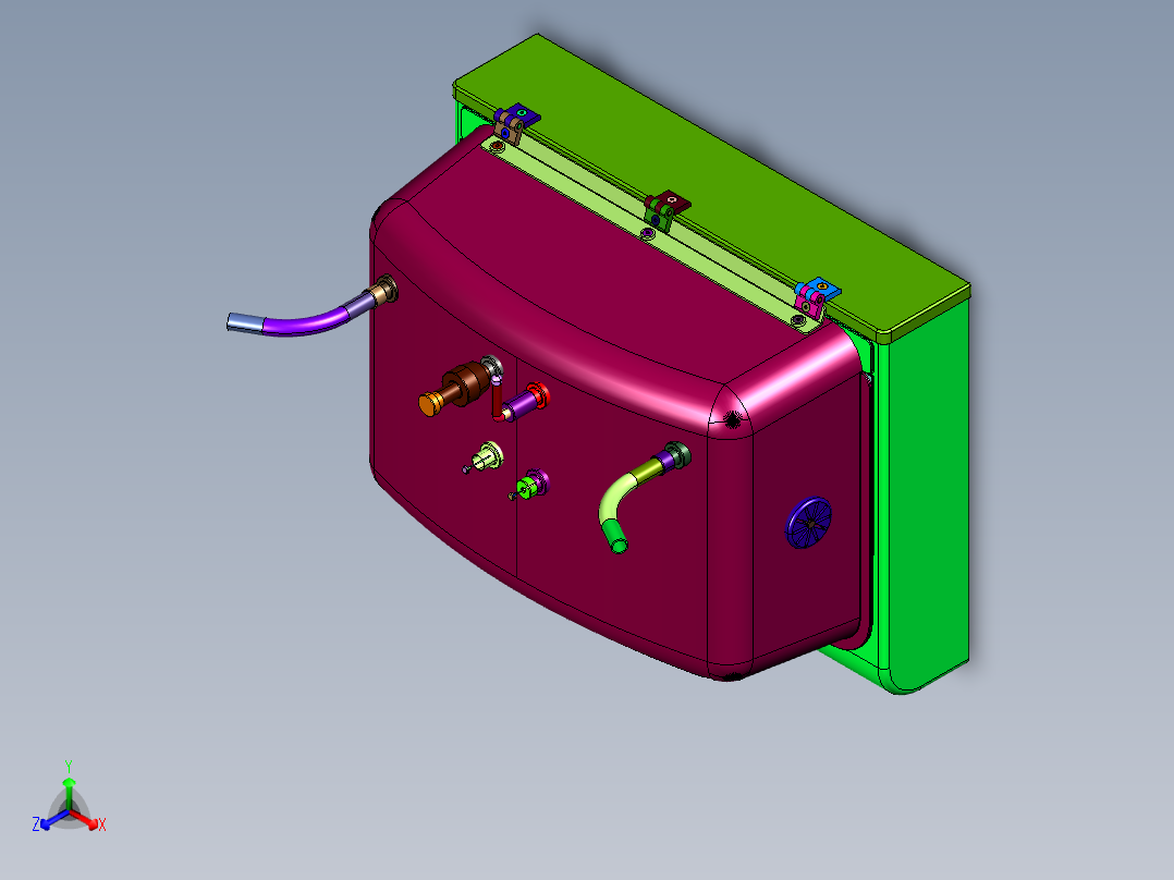 可加湿呼吸气流的设备正等轴测图