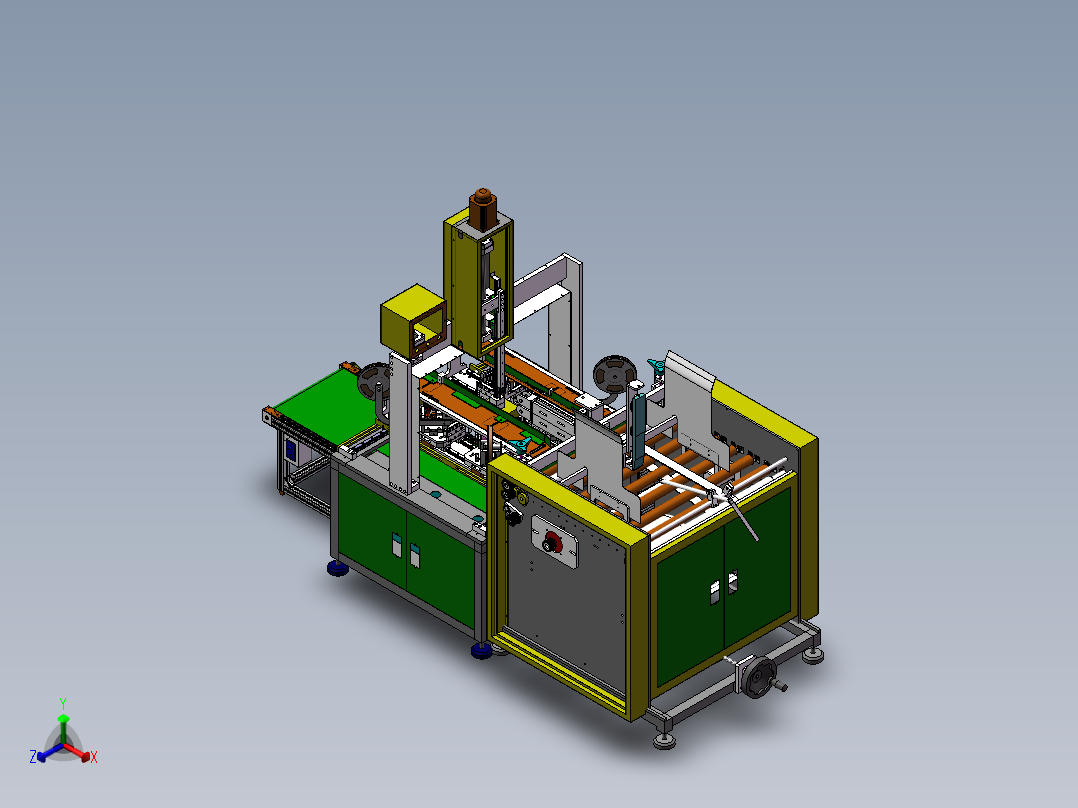 自动化礼品盒贴角机sw14可编辑正等轴测图