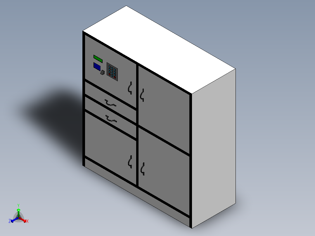 智能储物柜系统正等轴测图