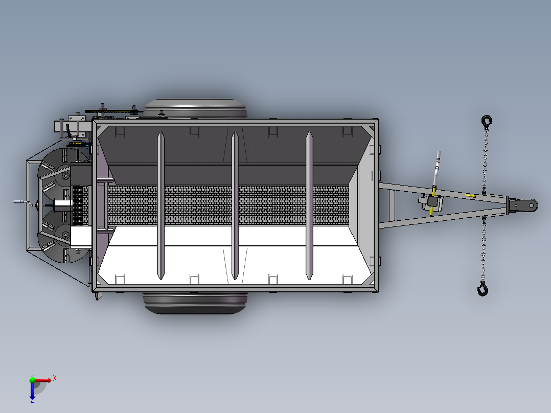 Adams HLS-3撒肥车组装俯视图